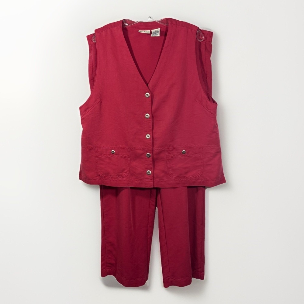 White Stag Vest & Wide Leg Pant Set Sz XL Teaberry Pink‎ 2pc Set